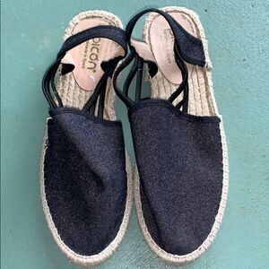 ‎Picon navy blue flat espadrille handmade sandals